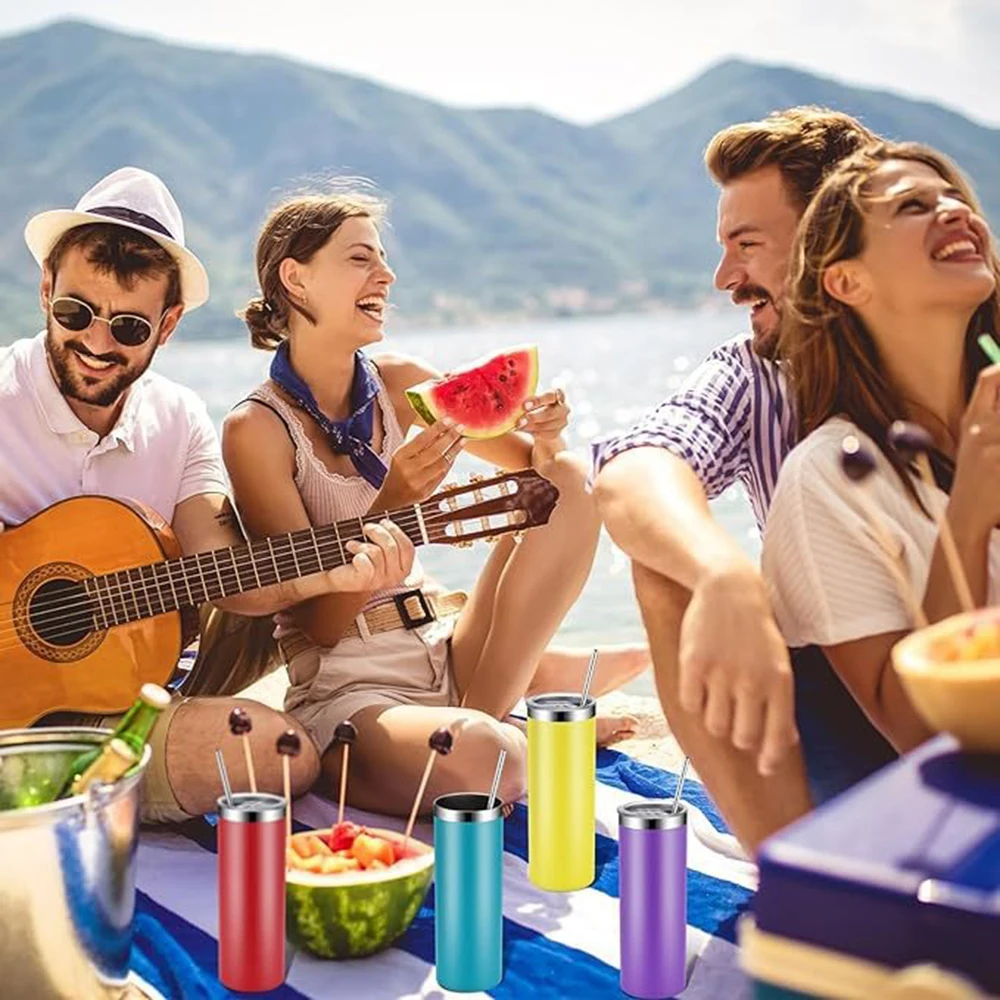 بهلوان معزول نحيف مخصص مع زجاجة حرارية من القش للياقة البدنية لوصيفة العروس وهدايا للسائقين أمي الطفل أدوات شرب للسفر