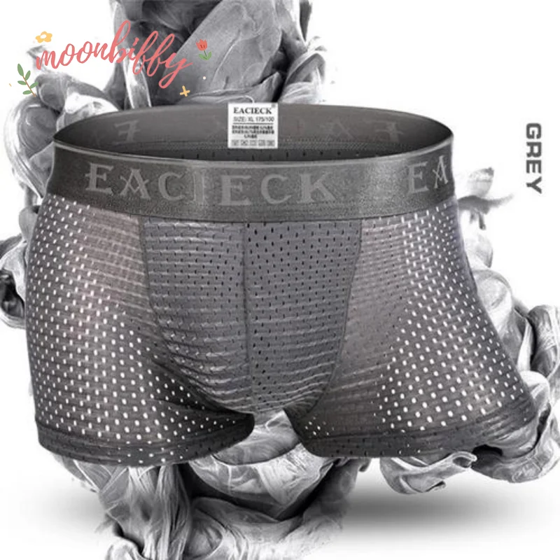 

Breathable Ice Silk Solid Men Cool Underpant U Convex Design Underwear Mesh Sexy Boxer Trunks Low Waist Sport Lingerie Shorts