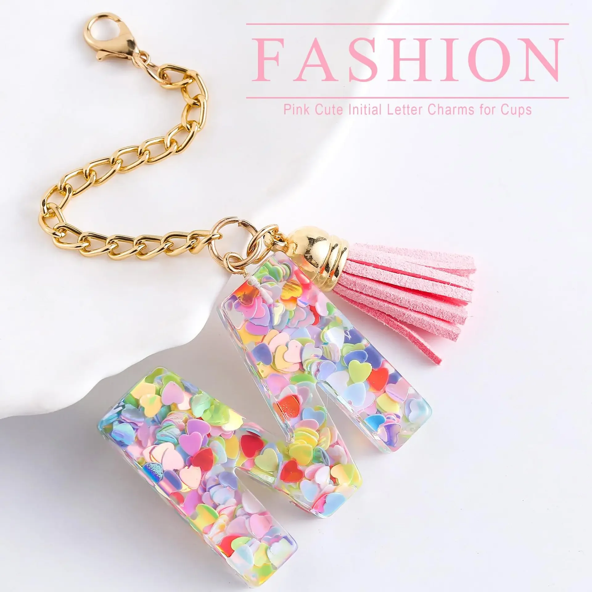 Letter Charms Accessories 1pcs Cute Initials Keychain Handle Charms for Stanley Glass Handle Charms Accessories for Women Girls