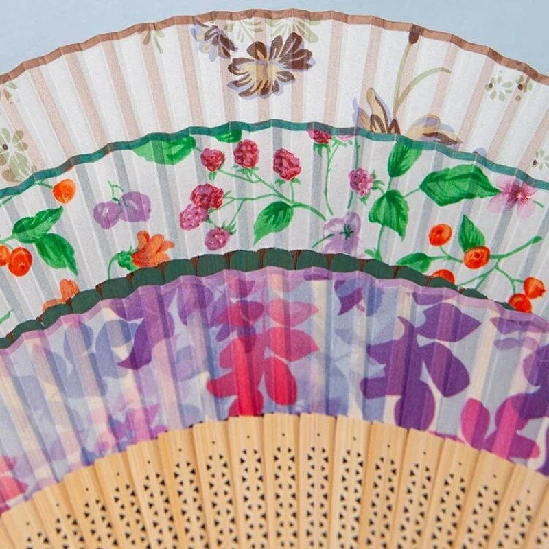 Folding Fan Printed Silk Hanfu Qipao Photography Dance Show Exclusive Chinese Style Classical Beauty Portable Exquisite Summer