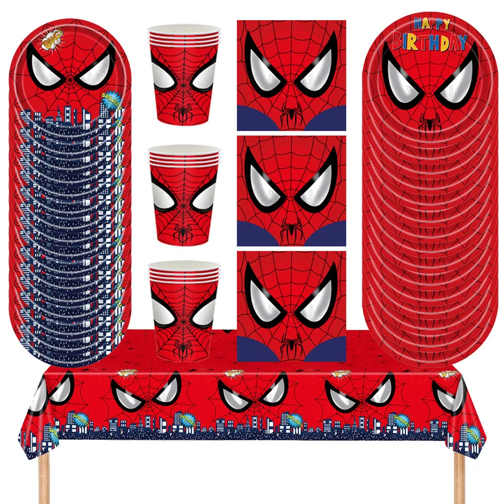 New Disney Spiderman Birthday Party Decor piatti tovaglioli bicchieri di carta Spiderman tovaglia Banner supereroe festa di compleanno Supplie