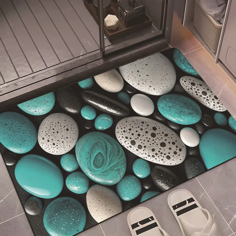 

Colorful Visual Three-dimensional Bathroom Floor Mat Goose Soft Stone Rose Bathroom Absorbent Anti Slip Mat Home Decoration