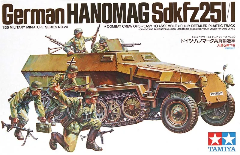 TAMIYA MODEL 1/35 SCALE military models #35020 German Hanomag Sd.Kfz.251/1