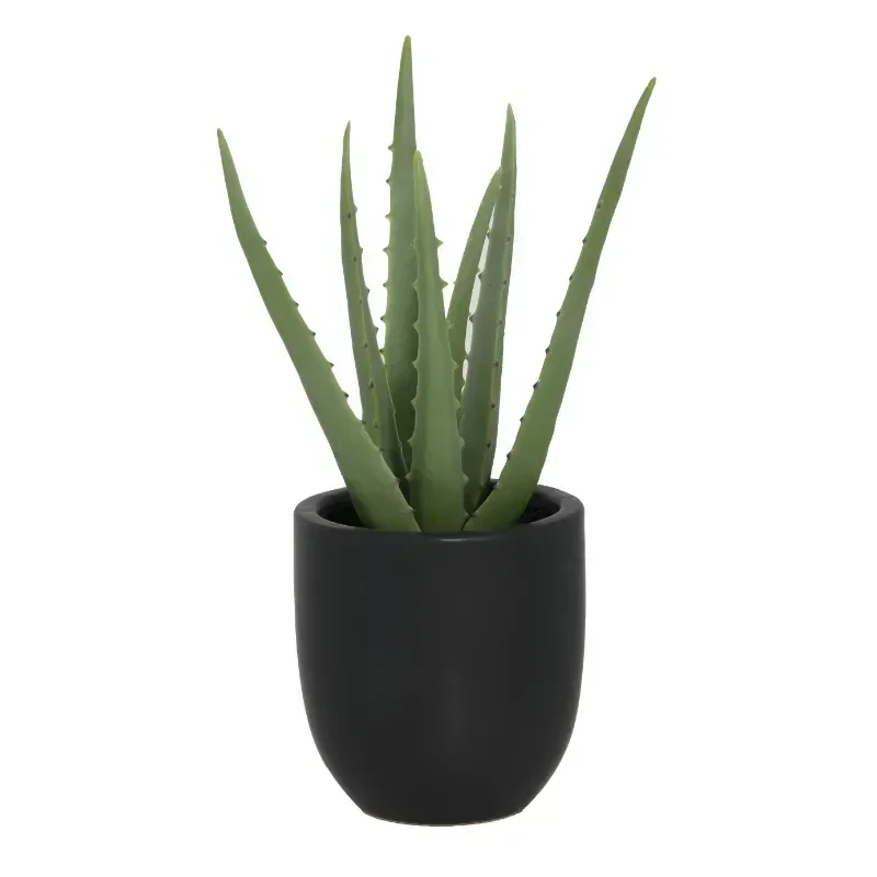 

Mainstays Height 11.5" Tall Artificial Plant in Green Color, Potted Aloe in Black Ceramic Pot