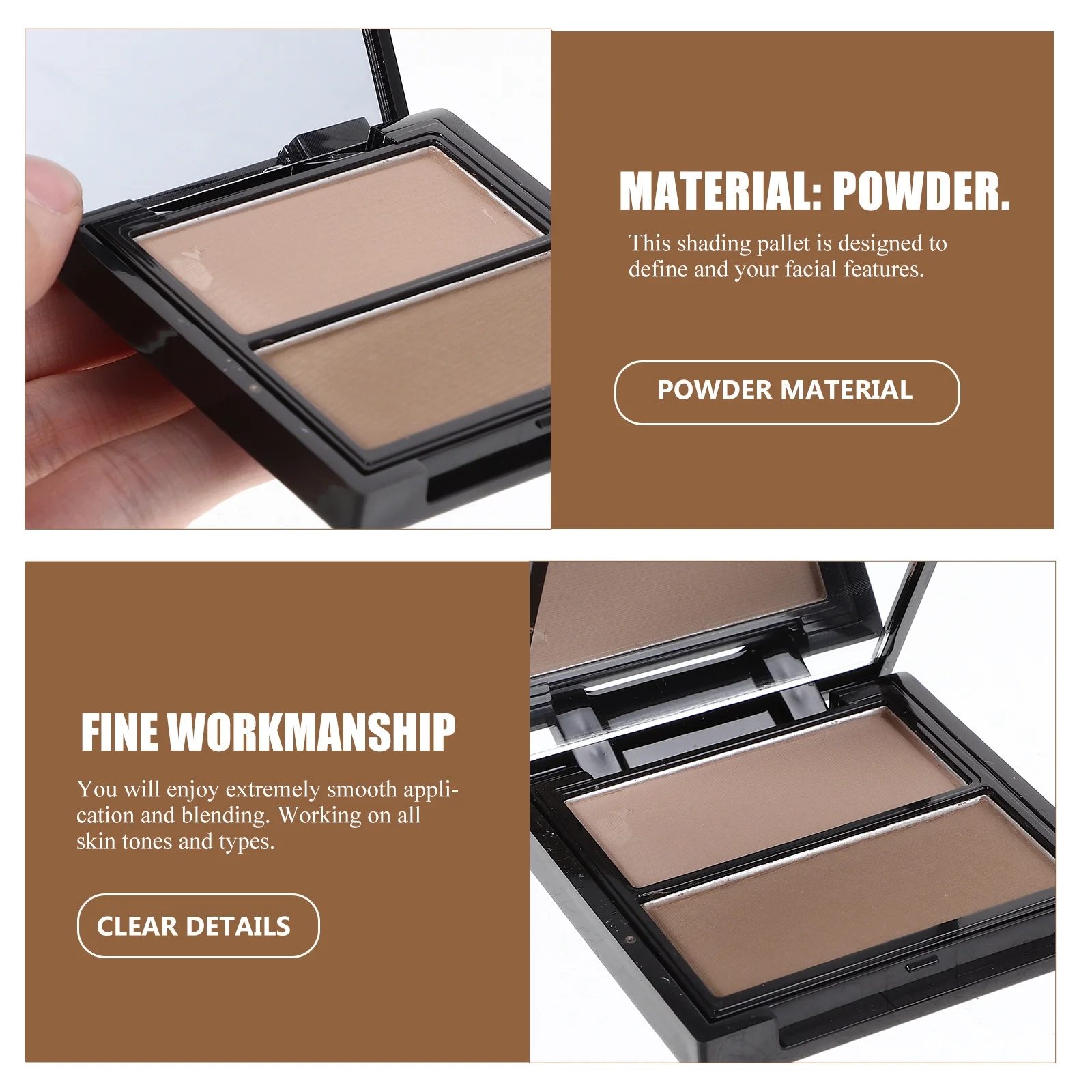 2 لون تظليل مسحوق البليت للوجه الكنتوري السلس مزج سطع تحديد الميزات هيغليغتر مسحوق الأنف المضغوط #3