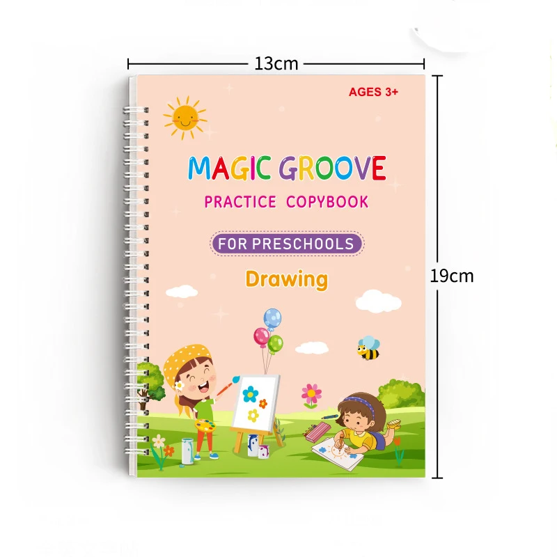 4 Stück Magic Groove Practice Copybook Pen Preschool English Version Kids Calligraphy Children Reusable Writing Book Free Wiping