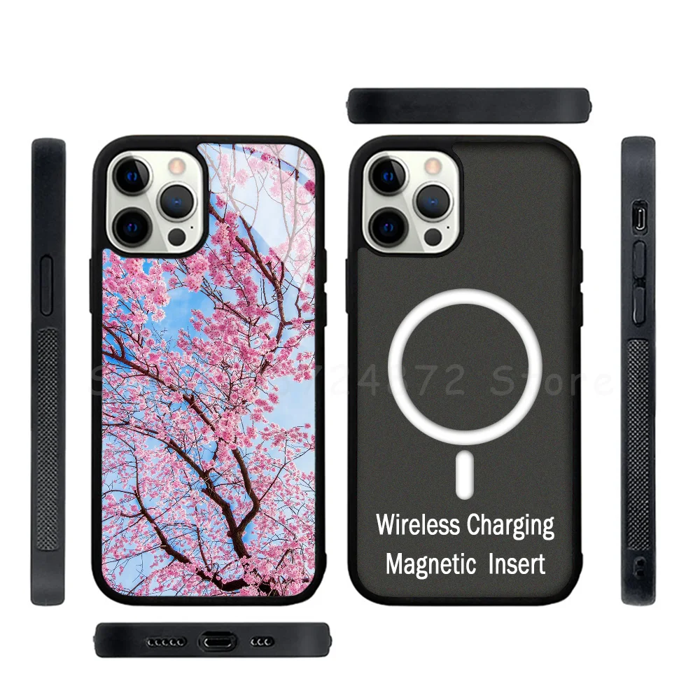 S-Sakura Phone Case Strong Magnetic For IPhone 15 14 13 Pro Max Alex Mirror For Magsafe Wireless Charging Cover