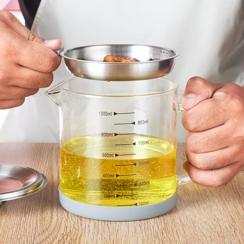 Set di Dispenser per bottiglie di olio d'oliva con condimento per salsa di aceto in vetro borosilicato trasparente da cucina con manico