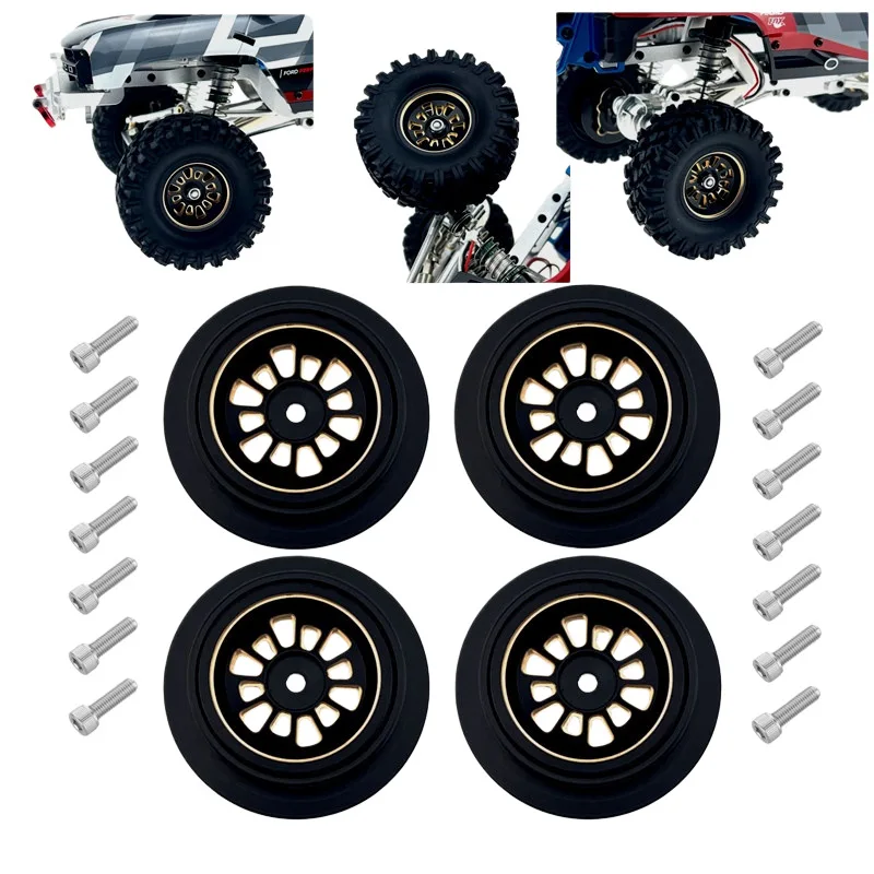 Brass Electrophoretic Light Edge Tire Hub for Hyper GO MJX 1/18 H18P RC Car Metal Upgrade OP Accessories Parts