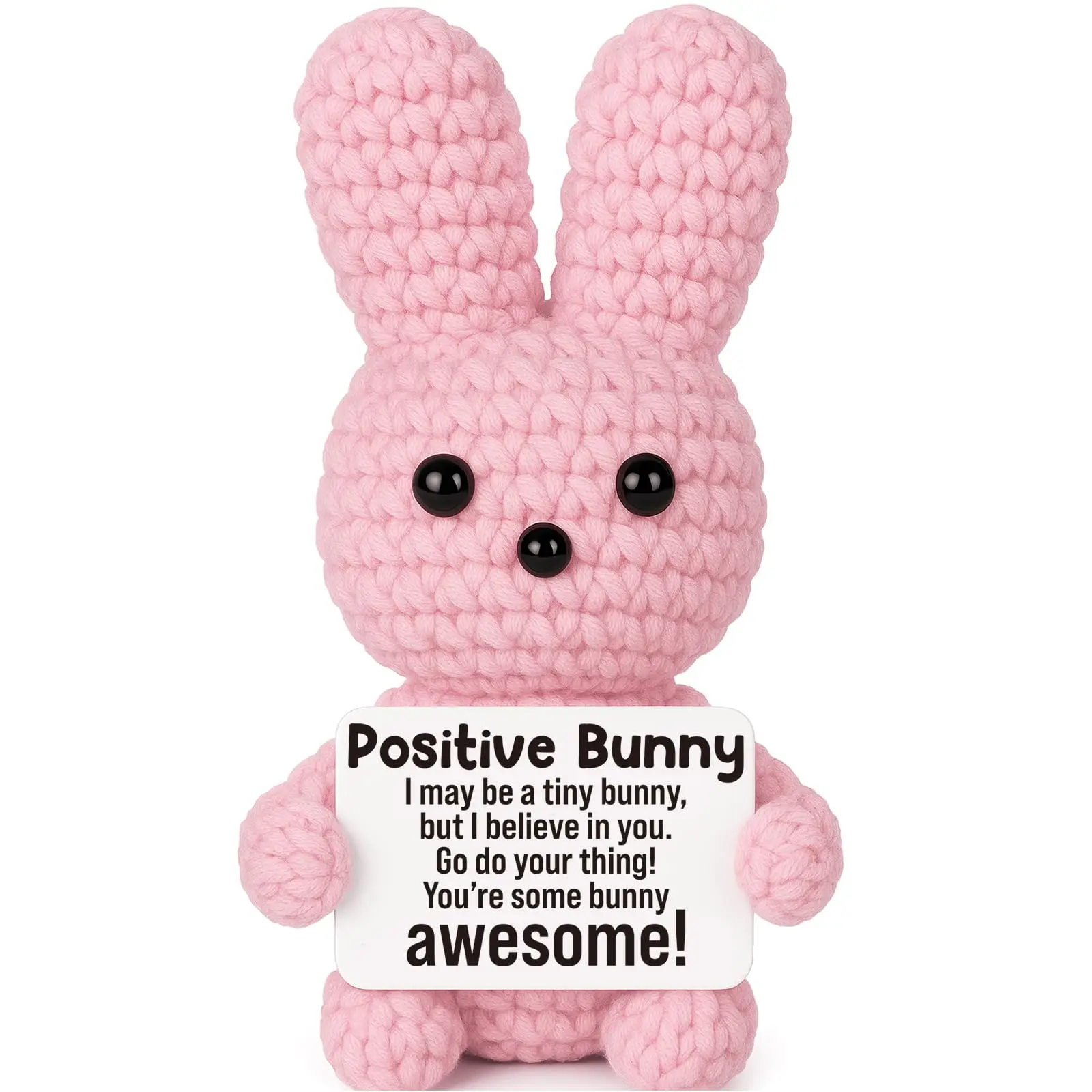 1 Piece Mini Plush Crocheted Rabbit Doll Gift, Suitable for Teenagers, Girls, and Children, Emotional Encouragement, Birthday Gift, Easter Gift for Female Friends and Daughters, Handmade Crocheted Positive Animal Rabbit Easter Egg Filler Decoration