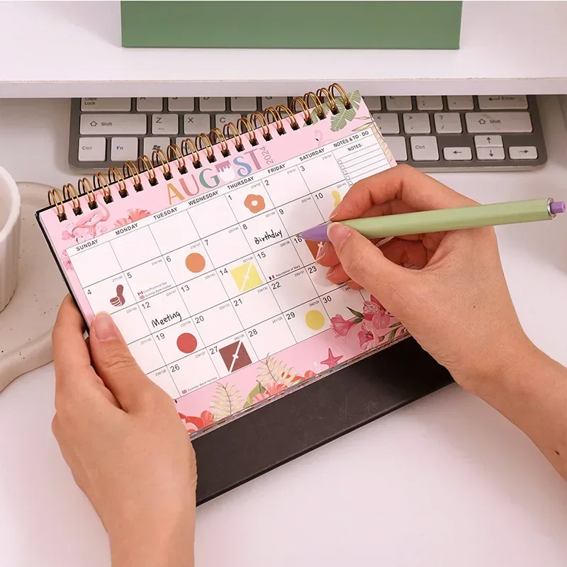 NEW Color Desk Calendar 2025 Desktop, All English Desktop Calendar Office Memo and Message Notebook Desk Stationery Agenda 2025