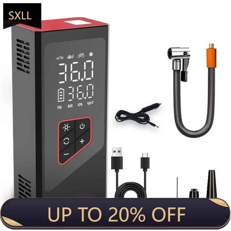 

SXLL CY8010 Portable 150 psi Tire Air Pump Cordless Air Compressor 12v with 6000 mAh Battery Motorcycle Tire Light Emitting Diod