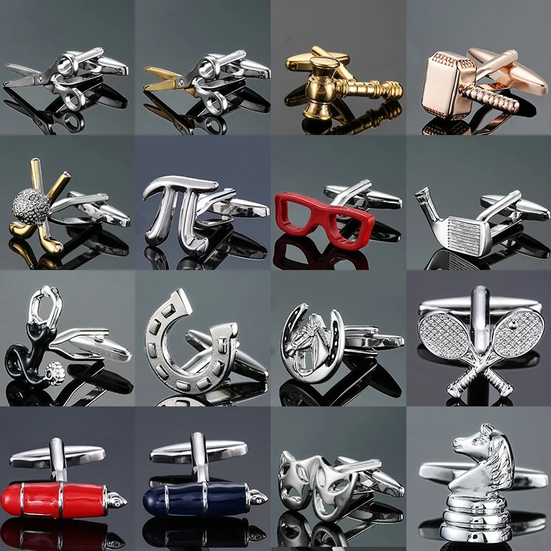 High quality men's French shirt cufflinks fashionable fountain pen metal horseshoe cufflinks chess style buttons