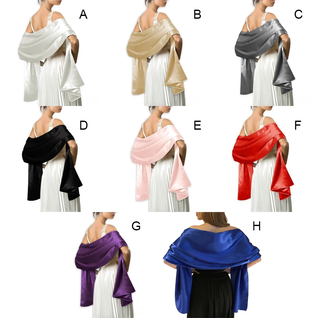 Ceremony Dance Ball Women Satin Shawl Girls Evening Party Stylish Decorative Long Scarf Simple Design Decor