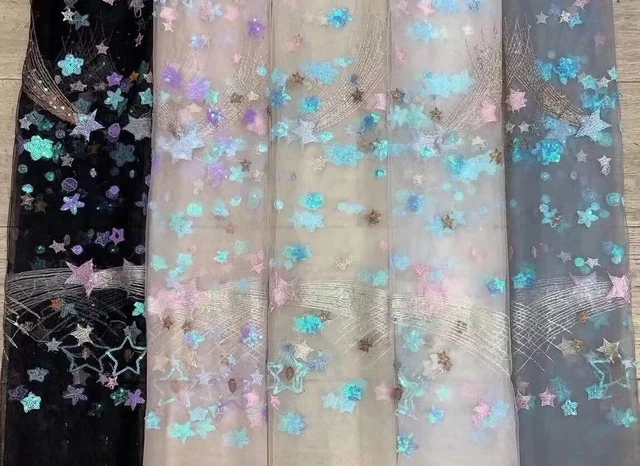 Lismo lavanda estrelado bordado tule fada baile de formatura vestido fora do ombro mangas puff fenda lateral longo vestidos de festa à noite robes de bal