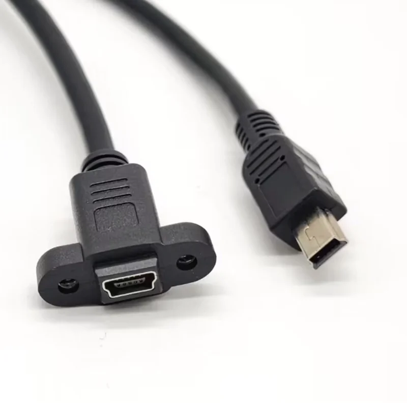 0.25m USB Mini B Male to Mini B Female Panel Mount 2.0 USB Network LAN Extension Adapter Cable with Screws