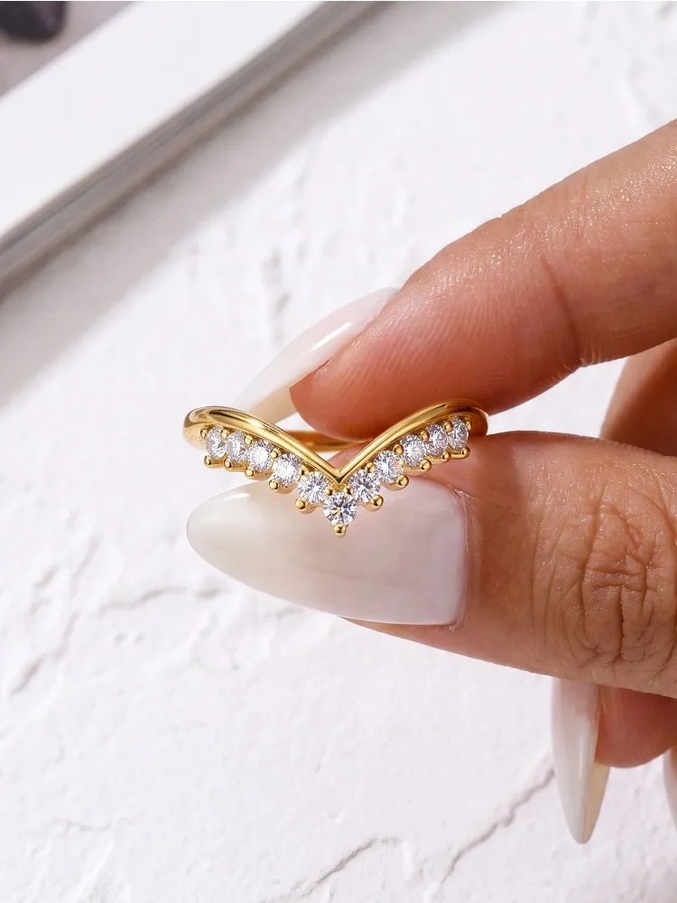 DWJ Echter Moissanit-Diamant, eleganter Kronenring für Damen, 925er Sterlingsilber, Verlobung, Hochzeit, luxuriöser, hochwertiger edler Schmuck – Detail 2