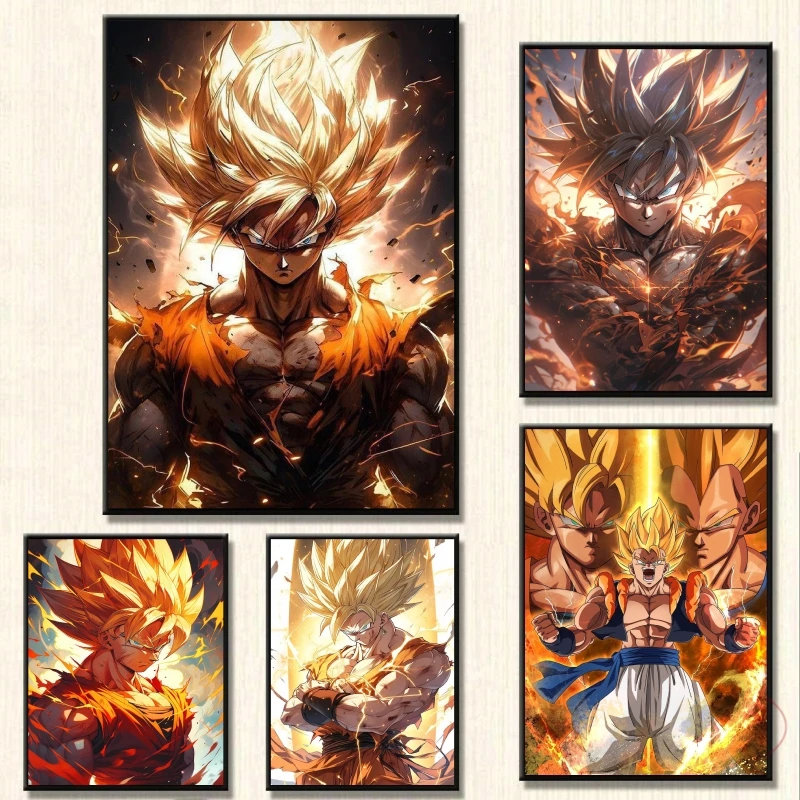 

Japan Classic Hot-blooded Anime Dragon Ball Super Saiyan Goku Gohan HD Poster Wall Living Room Home Decor Canvas Painting