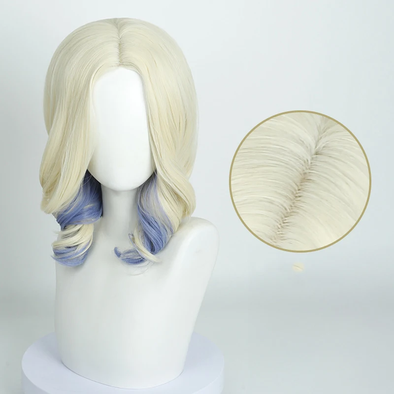 Movie Zombies 4 Dawn Of The Vampires Addison Cosplay Wig Women Golden Blue Hair Heat Resistant Synthetic Wig Halloween Prop