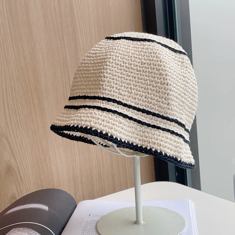 Japanese Knitted Fisherman Hats with For Women Trendy Spring and Autumn, Made of Windproo Cotton Thread Handmade Head Wear