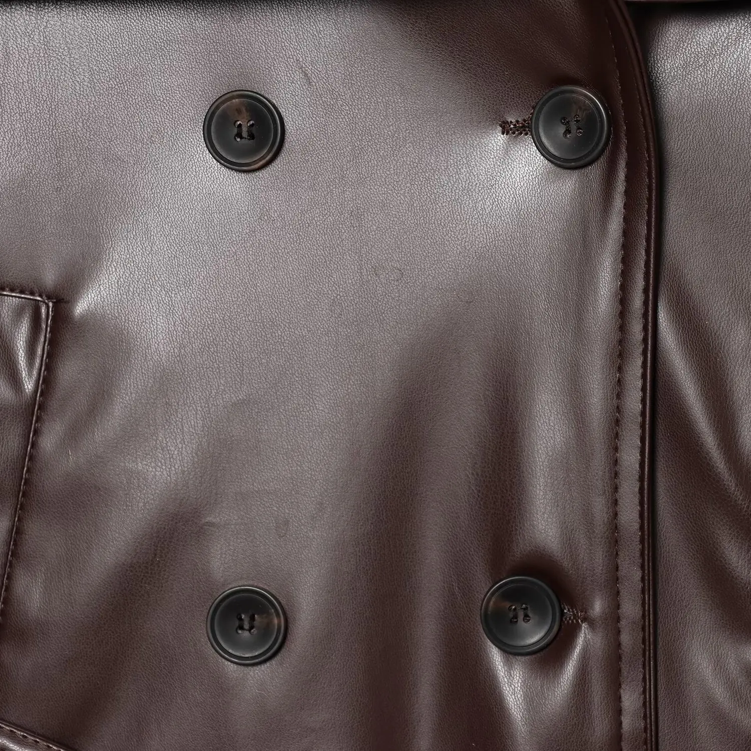 JNLEAOG 秋の新作レディースファイオンダブルブレストコート、クロージャーベルト装飾付きフェイクレザーターンダウンカラー