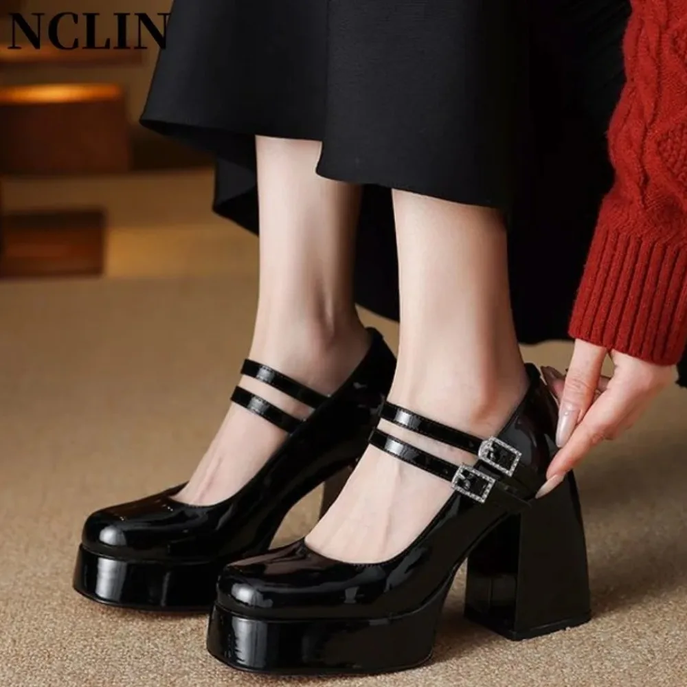 Bombas De Mujeres Women Cute Sweet Slip-on High Heel Shoes Lady Casual Comfortable Spring Pumps Female Black Mary Jane Shoes