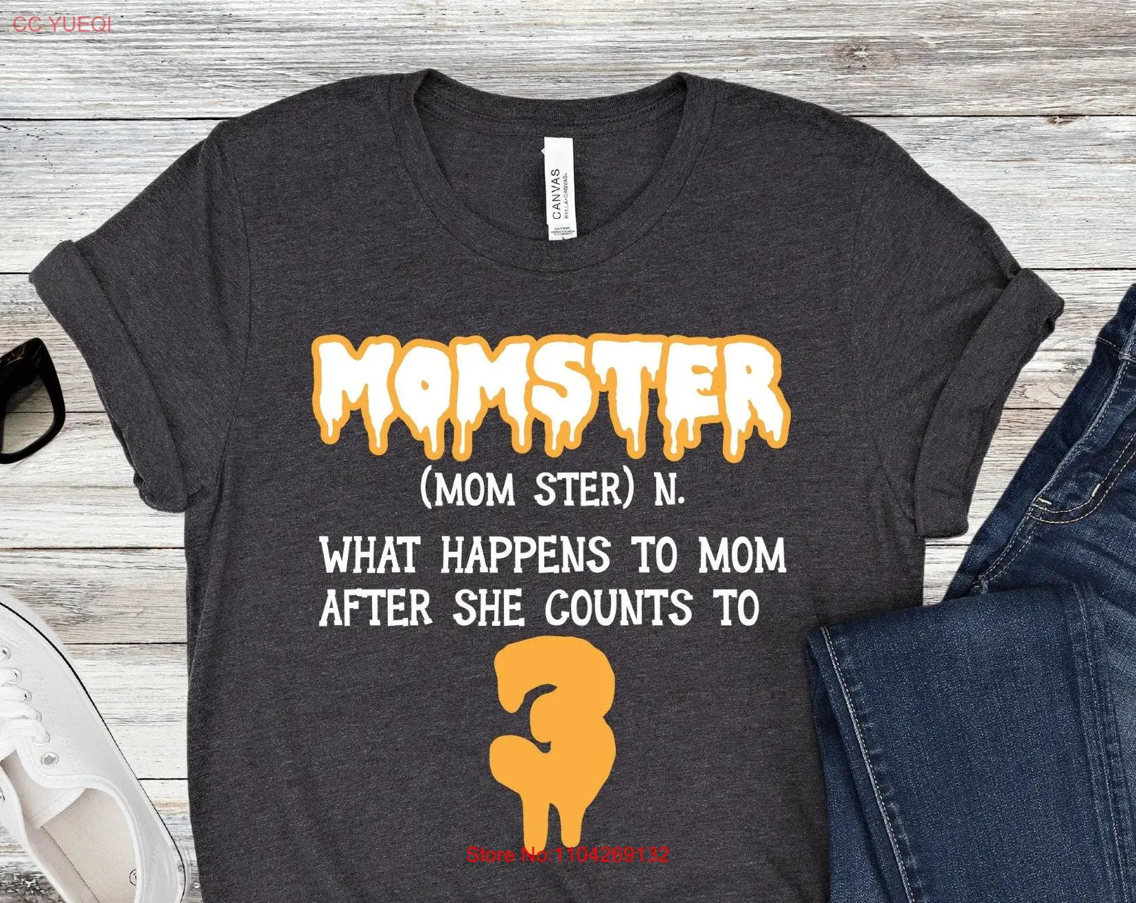 Momster T Shirt Mom Halloween Mama Definition With Saying Birthday Mothers Day Funny long or short sleeves