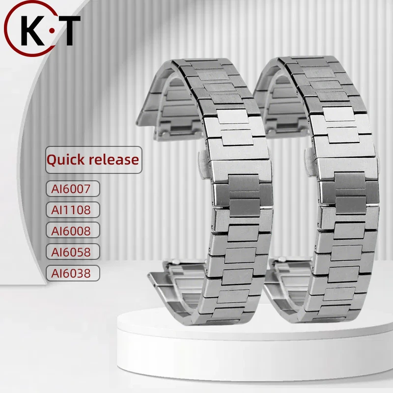 

‌Quick Release Stainless Steel Bracelet Watch Band for Maurice Lacroix AIKON AI6008 AI6058 AI6007 AI1108 AI6038 Silver strap