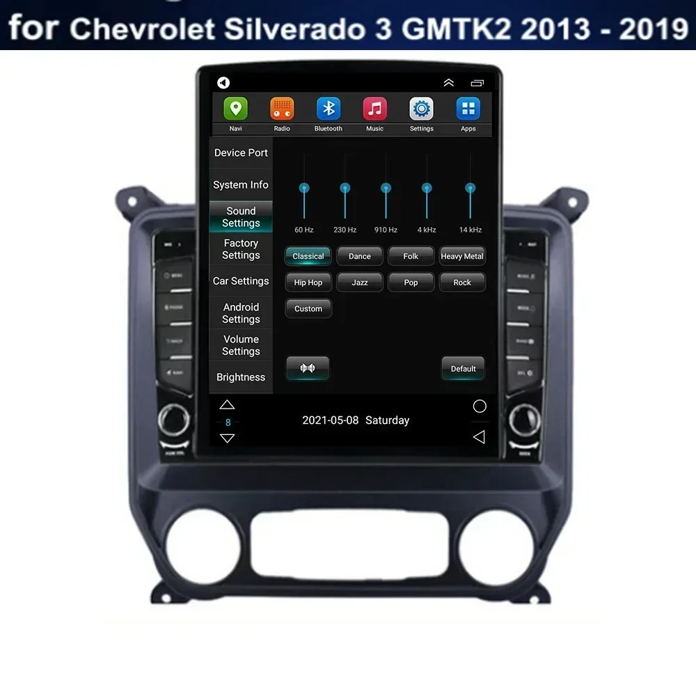 Autoradio Android 13, Navigation GPS, RDS, Lecteur Vidéo, Limitation, Sans DVD, pour Voiture Chevrolet Silverado 3 GMTK2 (2013-2035)