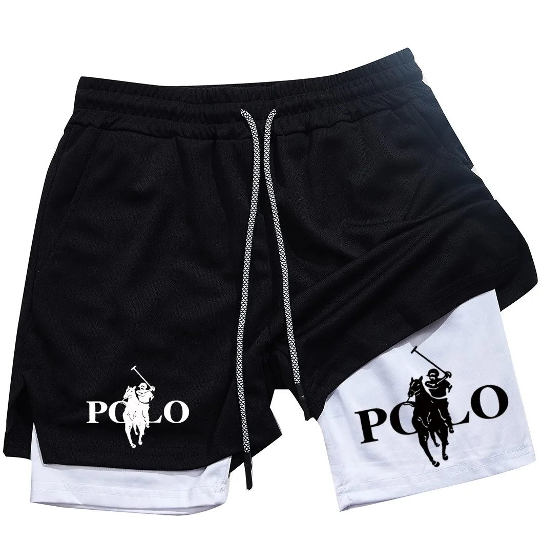 Men's anime double-layer shorts, sports printed multifunctional training fast drying jogging pants
