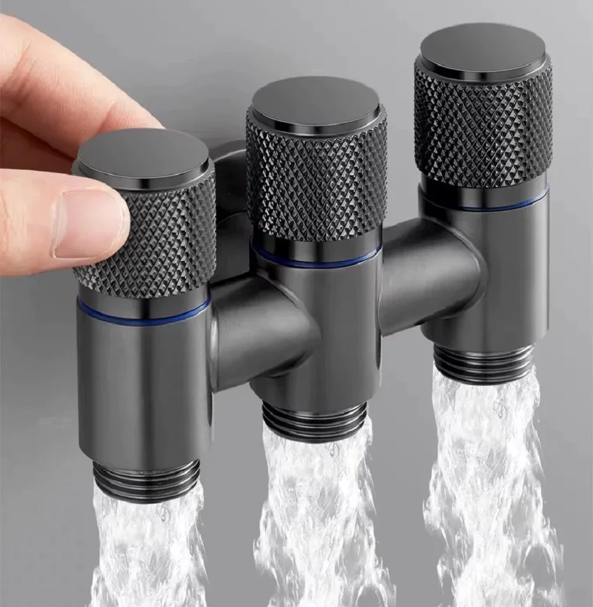 One in three out toilet companion with spray gun valve, bathroom kitchen stainless steel inlet valve accessories, bathroom acces