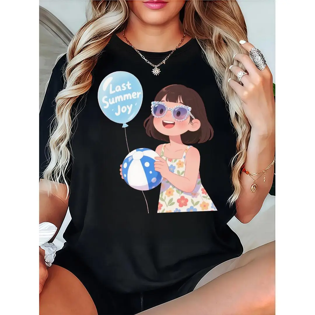 

Adorable And Cheerful Tee: "Last Summer Joy" Illustration Of A Playful Girl