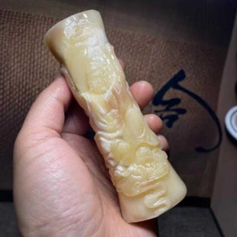 

Natural Pillar Handheld Piece Exquisite Luo Han Bracelet Rubbing Bone Like Jade