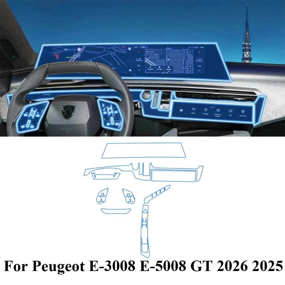 PPF-Schutzfolie für Peugeot E-3008 E-5008 2026 2025 Transparente TPU GPS-Navigations- und Schalttafel-Mittelkonsolen-Autozubehör – Detail 1