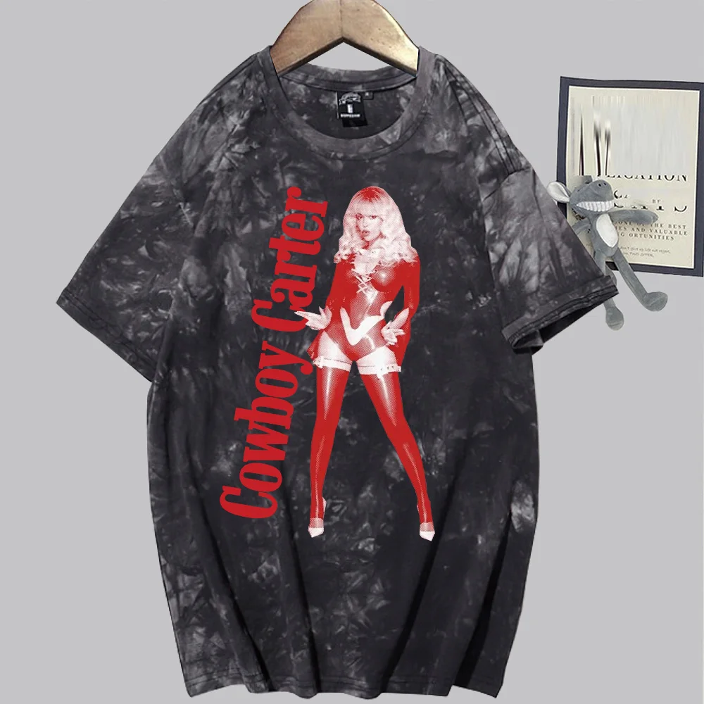 Beyonce Cowboy Carter Tie Dye Shirts Unisex Round Neck Short Sleeve Tee Fans Gift