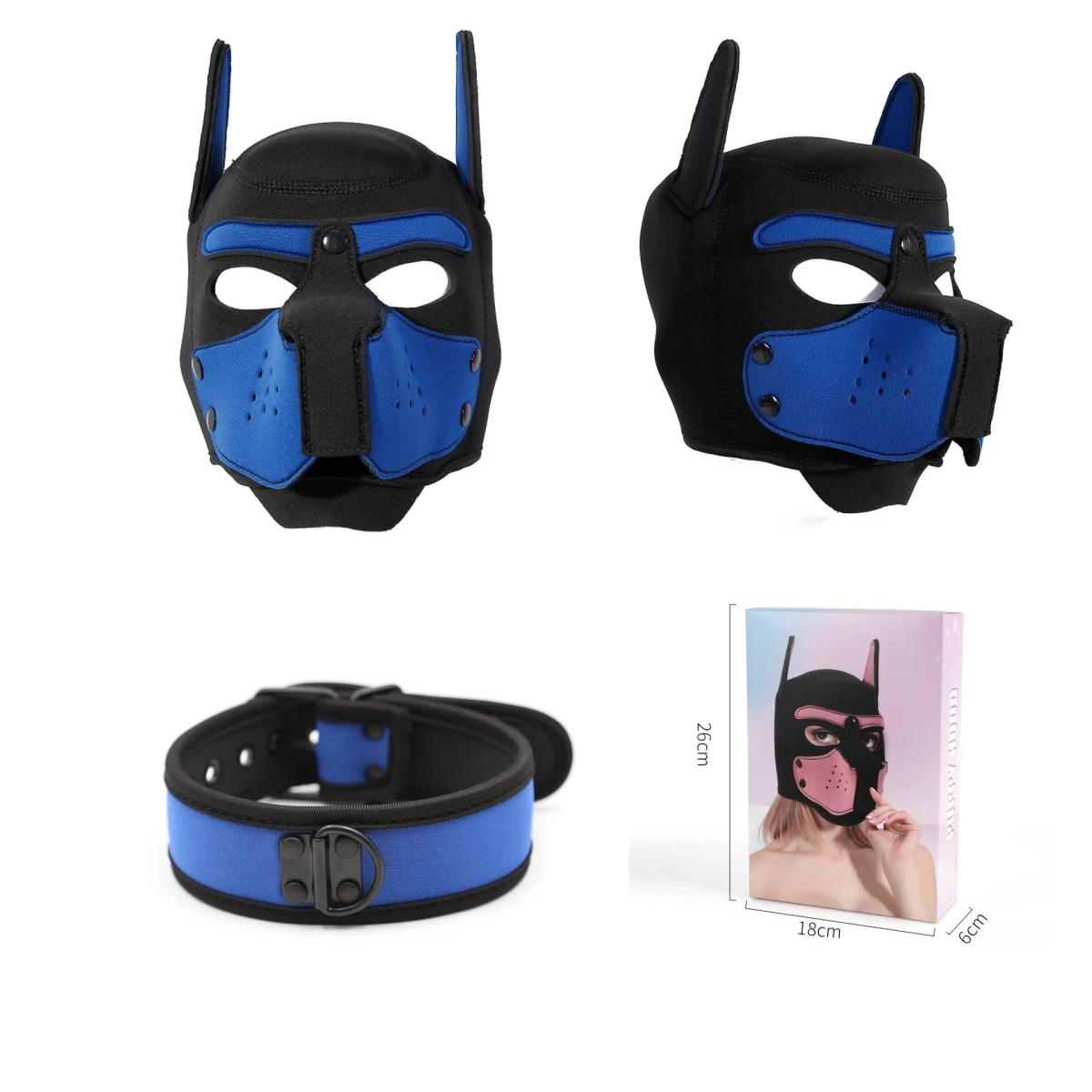 Fashion Sexy Costumes Latex Open Mouth Dog Headgear Halloween Puppy Play Party Couples Games Full Face Masks Hood Sexy Costumes 3