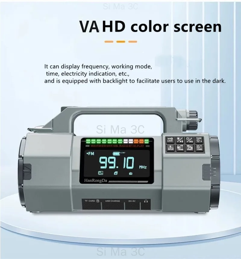 

Outdoor Emergency Disaster Prevention Full-band Radio BT Wireless Card Subwoofer Flashlight Solar Hand-cranked Power FM Speaker