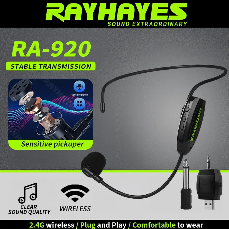

RAYHAYES RA-920 Wireless Headset Microphone High-sensitivity sound pickup supports USB/3.5mm/6.35mm connections