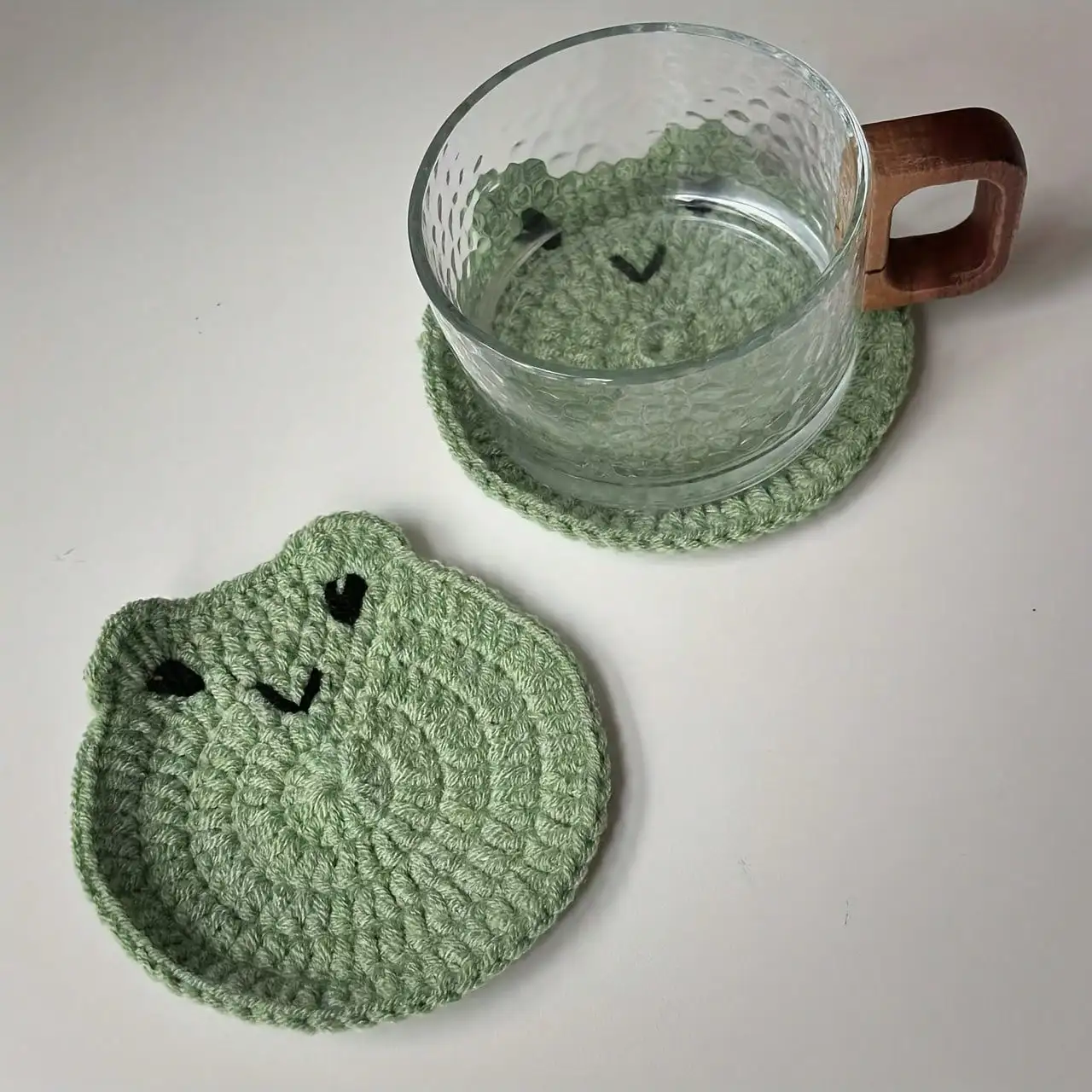 2-Piece Set, Handmade Crochet Coasters, Tea Mats, Coffee Mats, Wine Mats, Green Little Coasters, Cup Mats, Table Decoration, 4th Of July SH260513201927907735597
