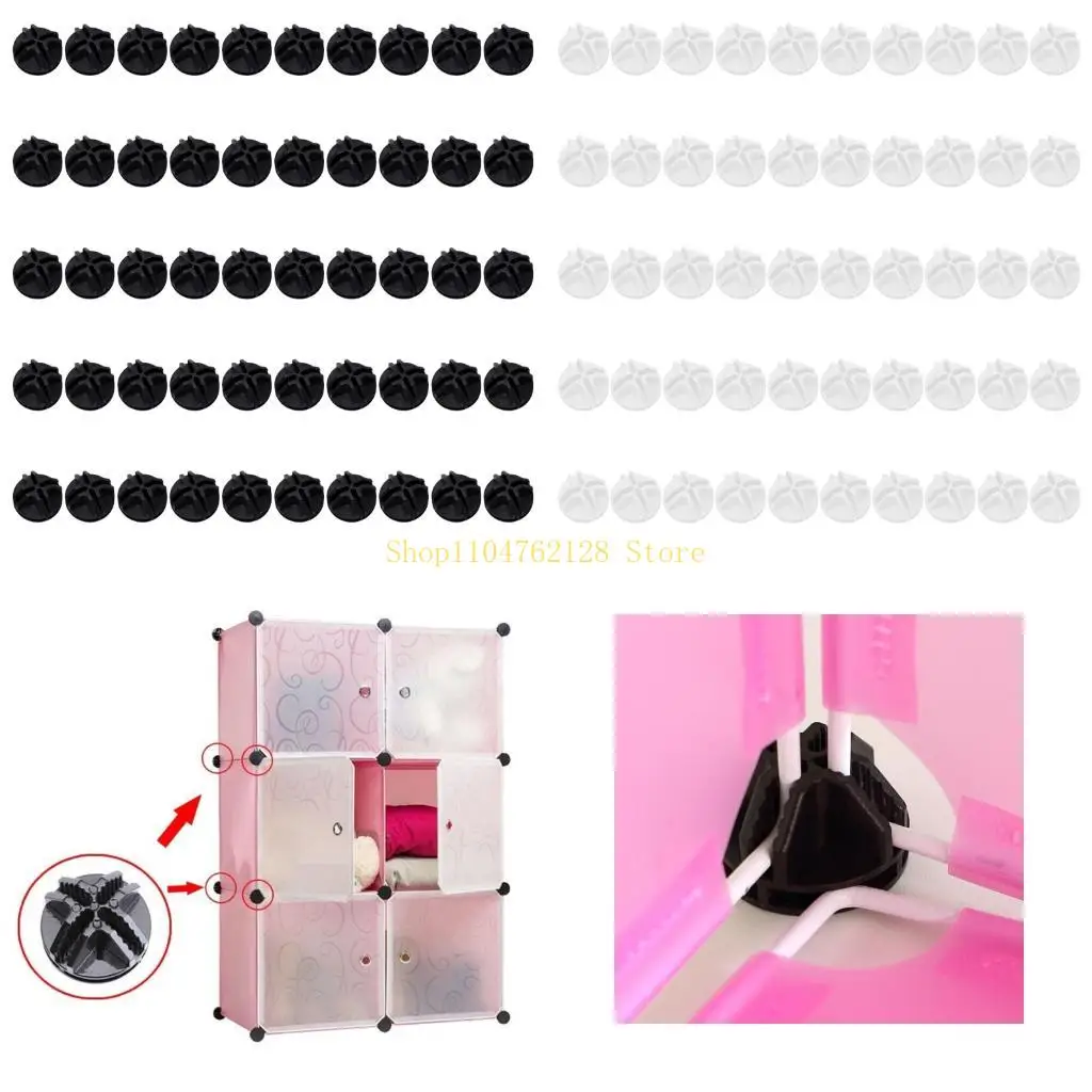 100Pcs Interlocked Plastic Cube Connectors With Crosses Recess Design For DIY Wire Shelving Storage Racks Clips Black best sale