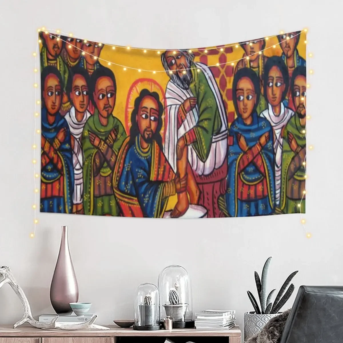 Ethiopian Orthodox Christian Icon Christ Washing Feet Tapestry Decorative Wall Murals Decor For Bedroom Tapestry