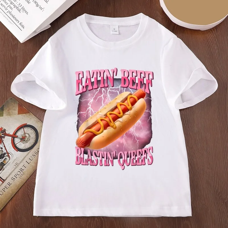 Eatin Beef Blastin Queefs T Shirt Men Women Funny Hot Dog Meme T-shirt Casual Round Neck Unhinged Humor Tee Shirt Streetwear