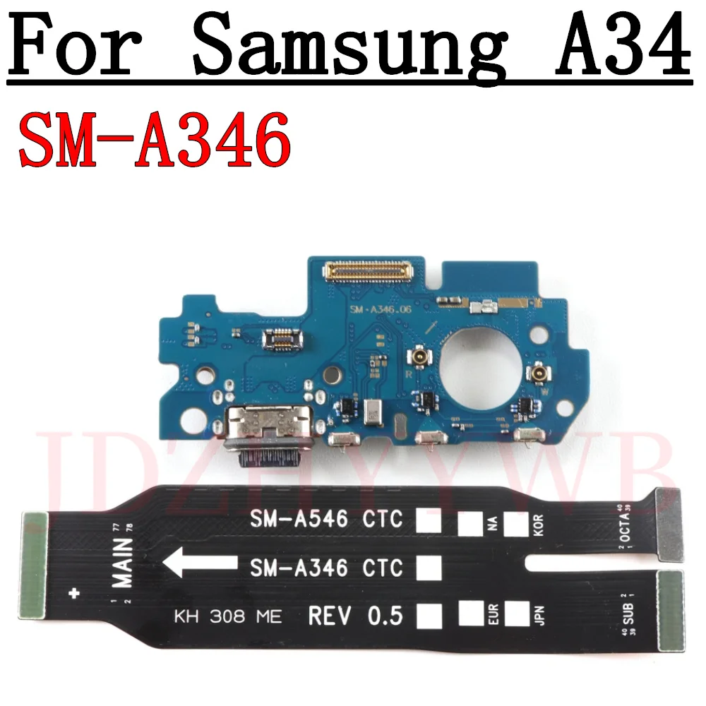 USB Charge Port Jack Dock Connector Charging Board For Samsung Galaxy A34 SM-A346B/DS A346E A346M Motherboard Main Flex Cable