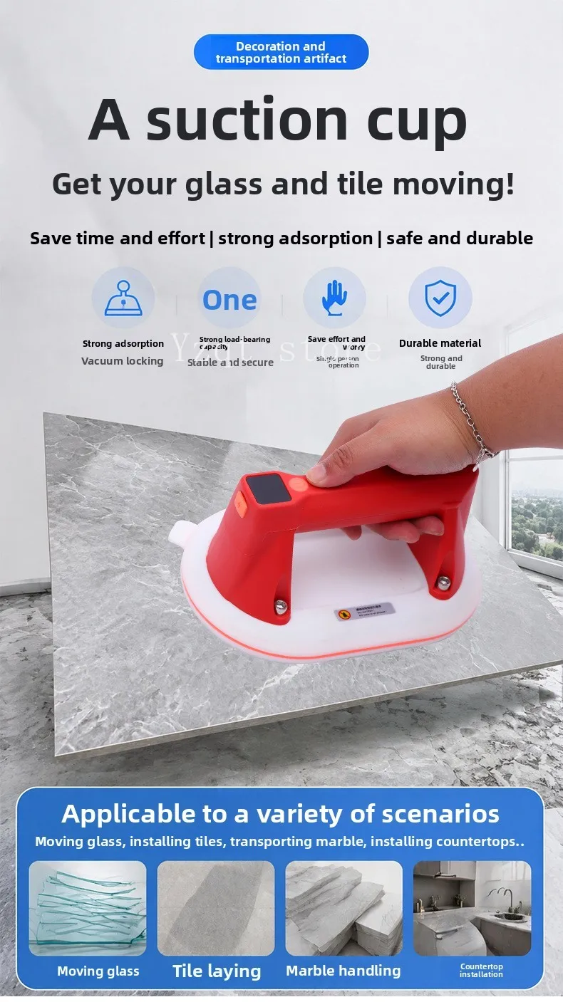Electric tile suction cups with digital display electric vacuum suction cups, tile sintered stone rechargeable stone and glass