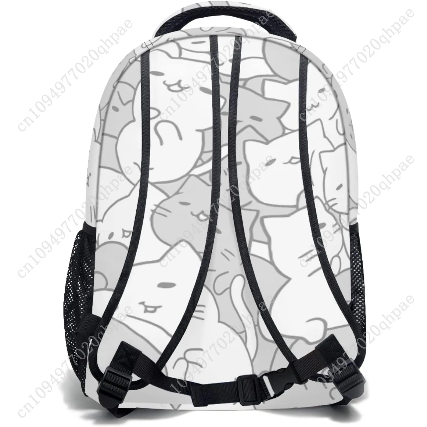 حقيبة ظهر لطيفة على شكل قطة للأولاد والبنات كاواي كيتيز متينة كاجوال أساسية للأطفال حقيبة كتب بيضاء ورمادية خفيفة الوزن حقيبة مدرسية لـ T