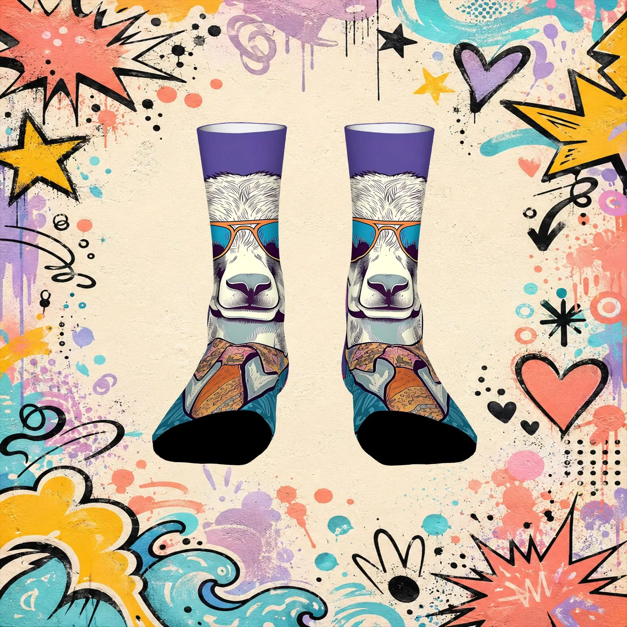 Fashion Vintage Llama Fashion Print Crazy Men's compression Socks Unisex  Funny Crew Sock
