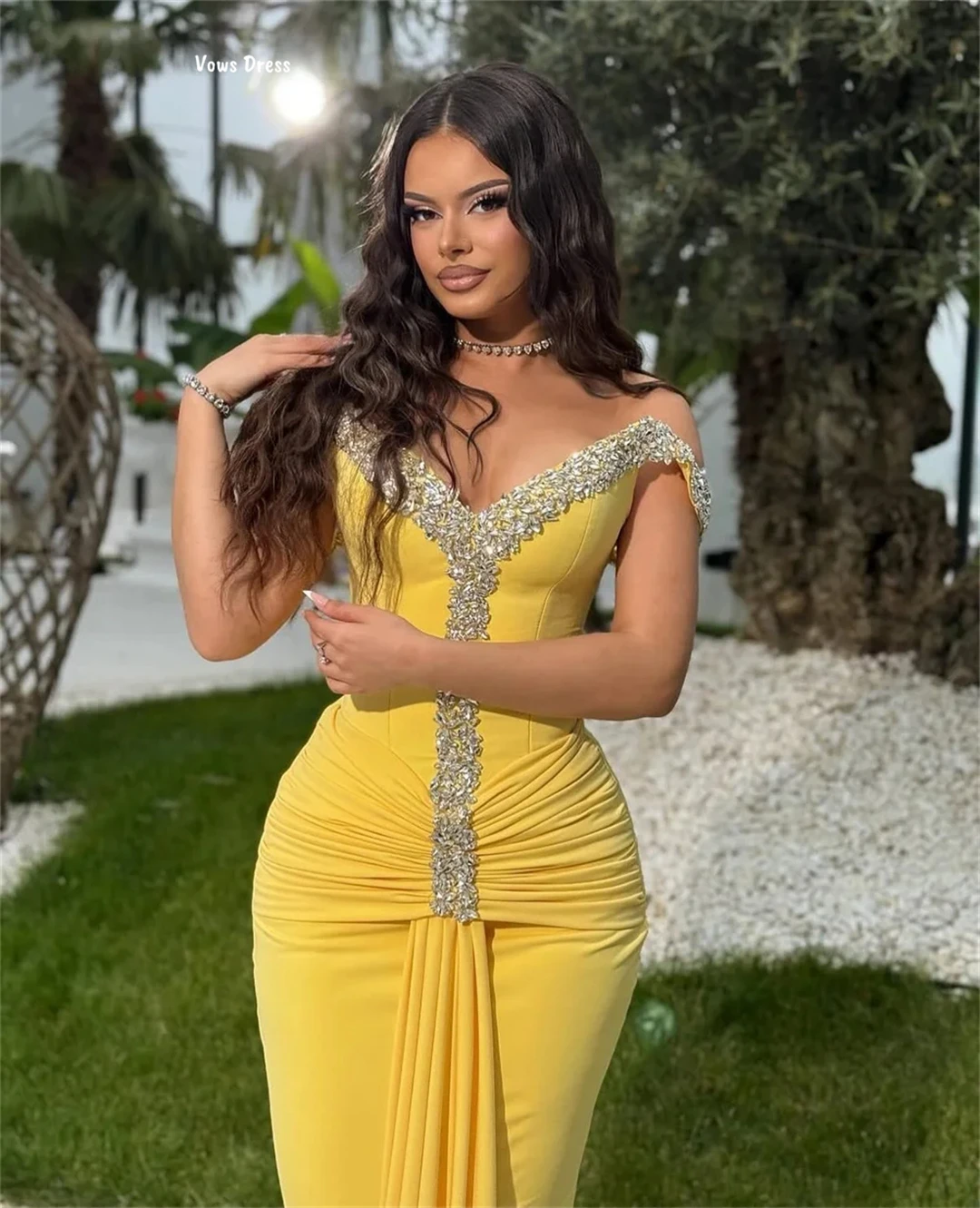 Vows Fishtail Skirt Evening Dresses Prom Dresses 2025 Custom Made Elegant Gowns V-neck Chiffon Luxury Prom Dress Robe Soiree