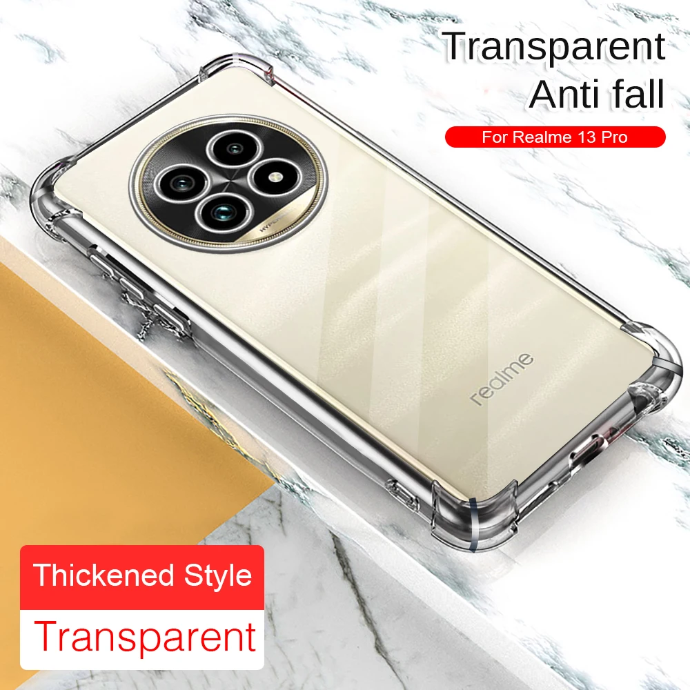 Transparent Airbag Phone Case For Realme 13 Pro Plus 5G Full Lens Anti Drop Soft Back Cover For Realme13Pro+ Realme 13 Pro Plus