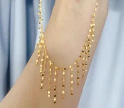 18karat necklaces for women wedding jewelry tassels necklace 41+3cm party chains au750 jewelry