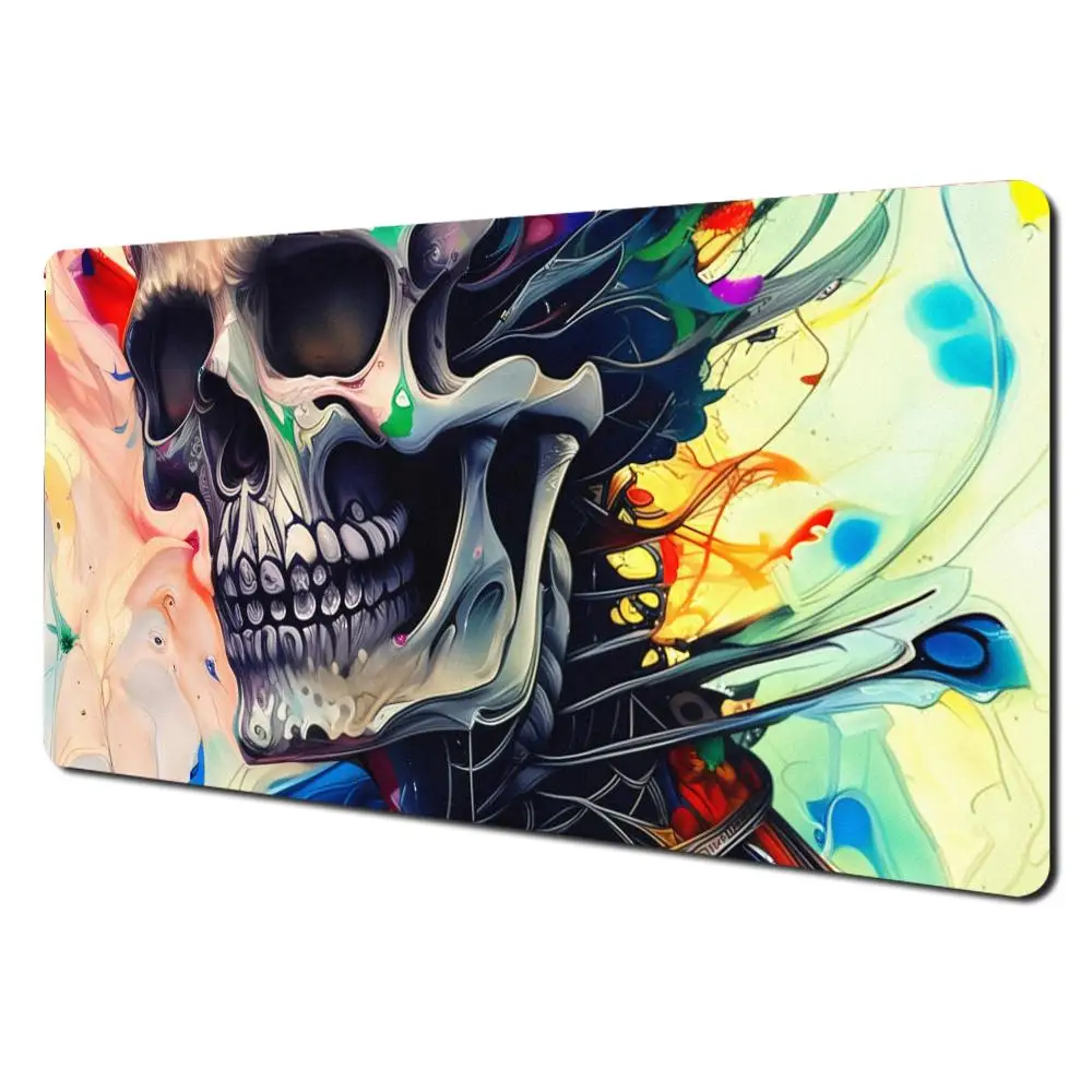 

cool skull colorful Mouse Pad Large Desk Accessory Aesthetic Gaming Non-slip Computer Laptop Game Rug Tablet Mat Mini PC Playmat